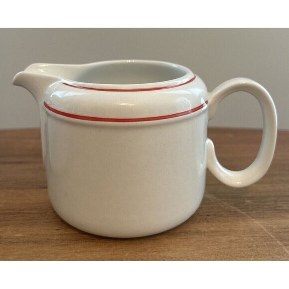J & G Meakin England White Ice Ironstone Red Band Creamer & Sugar Bowl Set - Picture 2 of 4